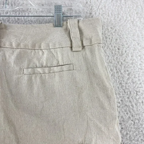Alice & Olivia Roll‎ Cuff Shorts Womens Size 34 Beige Linen Blend Casual Summer - Picture 12 of 14